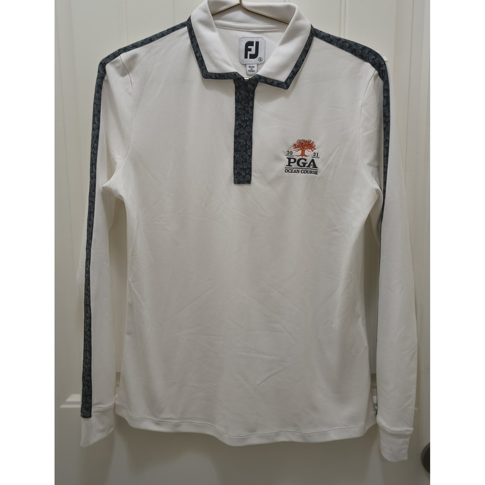 FootJoy 2021 PGA Ocean Course Women Long Sleeve Golf Polo Shirt White Small FJ